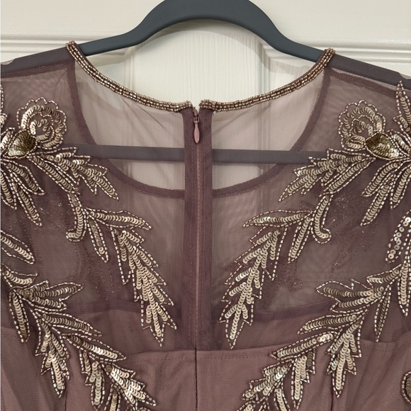 NWT Papell Boutique Womens Short Sleeve Beaded Evening Gown - Stone - Picture 9 of 16